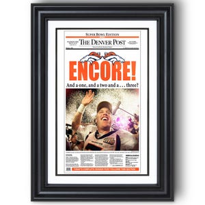 1999 Denver Broncos &quot;ENCORE&quot; Super Bowl Champions Front Page Newspaper Print