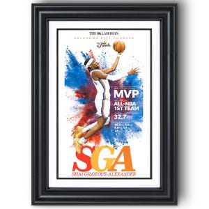 2025 OKC Thunder Shai Gilgeous-Alexander &quot;SGA&quot; Championship Edition Framed Newspaper