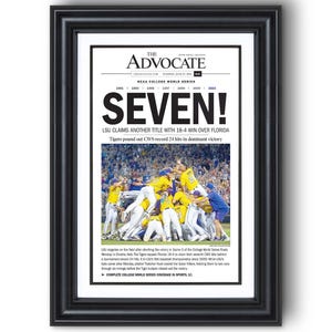 2023 Louisiana Baseball College World Series Champions “SEVEN!” Framed Newspaper Print
