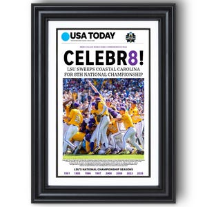 2025 Louisiana Baseball “CELEBR8!” College World Series Champions Framed Newspaper