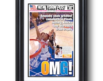 2026 New York Basketball “OMG!” OG Anunoby Game-Winner Tip Game 4 Finals Framed Newspaper