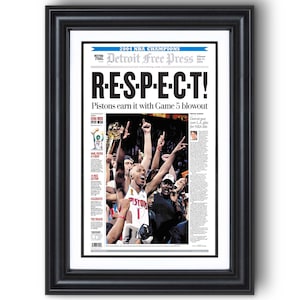 2004 Detroit Pistons Champions “RESPECT!” Framed Newspaper Print