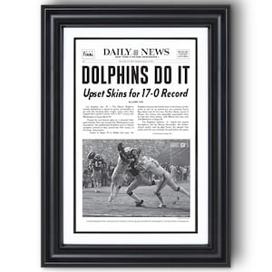 1973 Miami Dolphins “DOLPHINS DO IT!” Super Bowl Champions Framed Front Page Newspaper Print