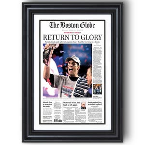 2015 New England Patriots “RETURN TO GLORY” Super Bowl Champions Framed Front Page Newspaper