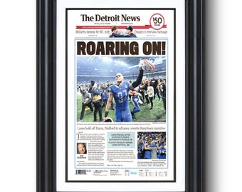 2024 Detroit Lions NFC Wild Card Win “ROARING ON” Framed Newspaper Print
