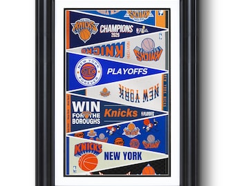 2026 New York Knicks “Vintage and 2026 Championship Pennants” Collection Print – Classic Basketball Wall Art