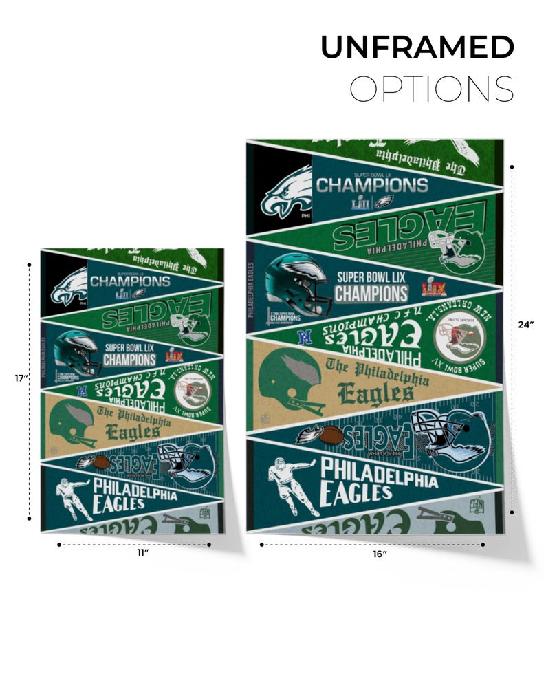 Lámina de la colección “Banderas Vintage 1950-2025” de los Philadelphia Eagles – Arte clásico de pared de fútbol americano imagen 6