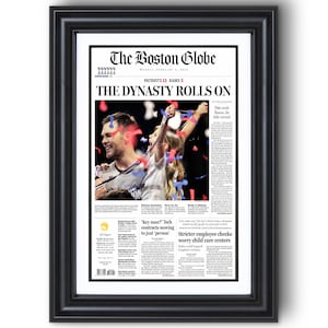 2019 New England Patriots “The Dynasty ROLLS ON” Super Bowl Winners Framed Front Page Newspaper