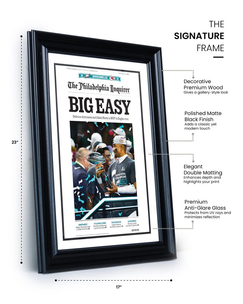 2025 Philadelphia Eagles Super Bowl LIX BIG EASY Framed Newspaper Print