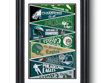 Philadelphia Eagles “Vintage Pennants 1950-2025” Collection Print – Classic Football Wall Art