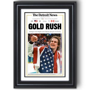 2026 USA Hockey “Gold Rush” Gold Medal Victory Vs Canada Framed Newspaper Print