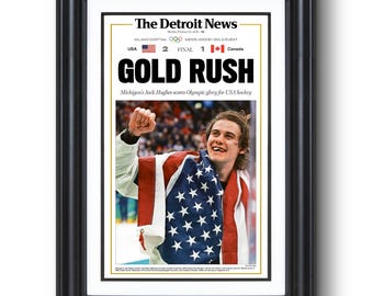 2026 USA Hockey “Gold Rush” Gold Medal Victory Vs Canada Framed Newspaper Print