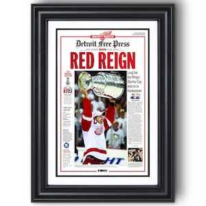 2008 Detroit Red Wings “RED REIGN” Stanley Cup Champions Framed Newspaper Print