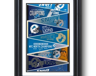 Detroit Lions "Kings of the North" Legacy Pennants Poster – Vintage to Modern Football Wall Art