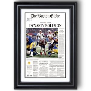 2019 New England Patriots World Series Champions “DYNASTY” Framed Front Page Newspaper