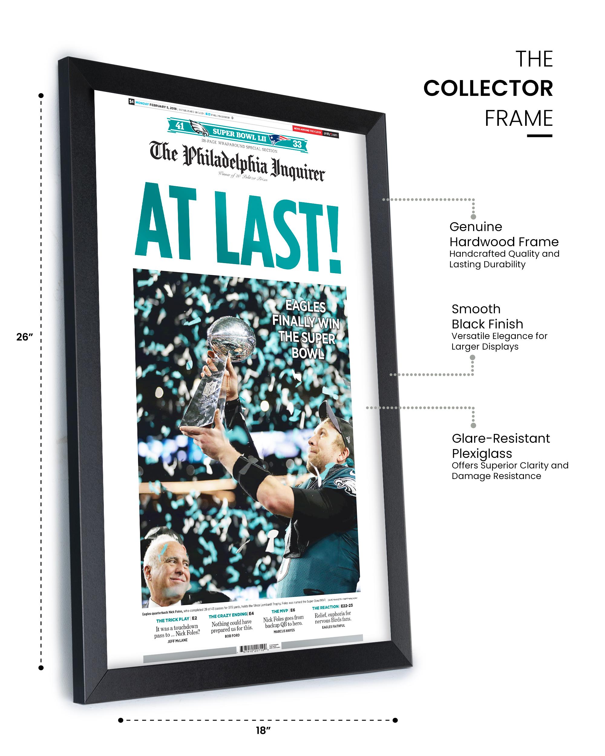 2018 Philadelphia Eagles Super Bowl LII "at Last!" Framed Newspaper ...