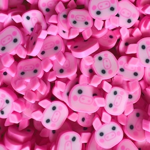 10mm Miniature Pink Pig Clay Sprinkles, Fimo slices, Faux Sprinkles for Nail art Design/Embellishment, Slime Making, DIY art, NOT Edible
