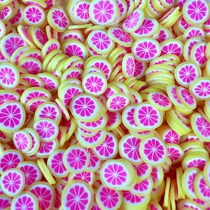 Rodajas de pomelo en miniatura de 5 mm, chispas de arcilla, chispas falsas para diseño/adorno de uñas, fabricación de slime, arte DIY, NO comestible