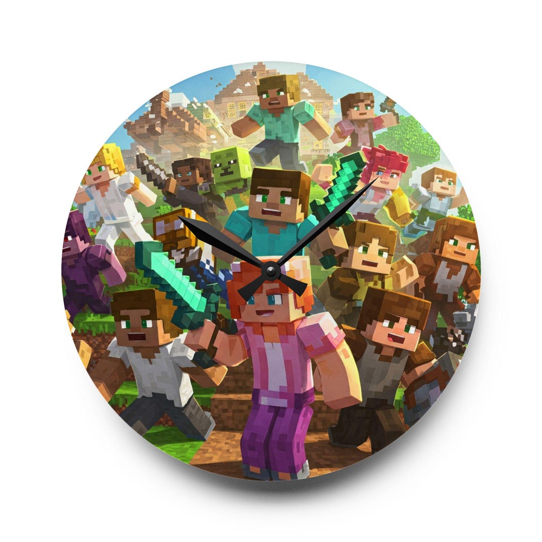 Minecraft Style Wall Clock, Amazing for Kids Room, Pixel Character ...