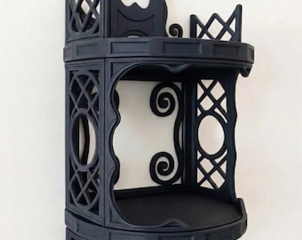 Prateleira de parede gótica | Obsidiana clássica | Decoração de casa de fantasia sombria | Expositor bruxo |