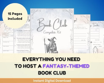 Kit de inicio para el club de lectura de fantasía / Seguimiento de lectura imprimible, preguntas para debate, juegos, fichas de personajes y más / Descarga digital