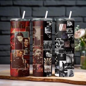Rammstein tumbler 20oz stainless steel with lid and straw metal band hard rock gothic metal Till Lindemann tumbler