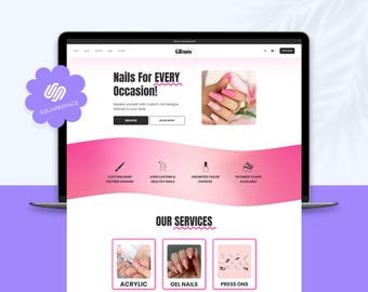 Nail Salon Website Template | Customizable Squarespace Design for Manicure & Beauty Salons | Polish Nails | Nail Art