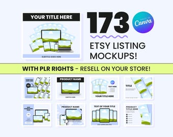 PLR Mockup Bundle | PLR Canva Templates for eBook & Planner Mockups | Digital Product Graphics