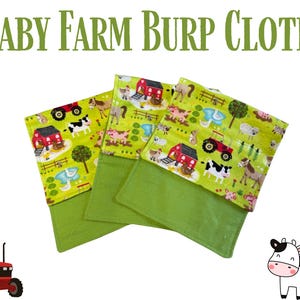 Set of 3 Baby Burp Cloths – Soft, Absorbent, and Stylish Newborn Essentials. Baby Farm Burp Cloth. On The Farm Burp Cloth
