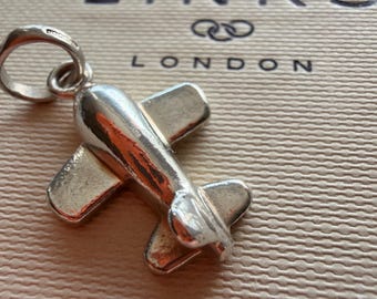 Links of London sterling silver plane/aeroplane charm, superb condition