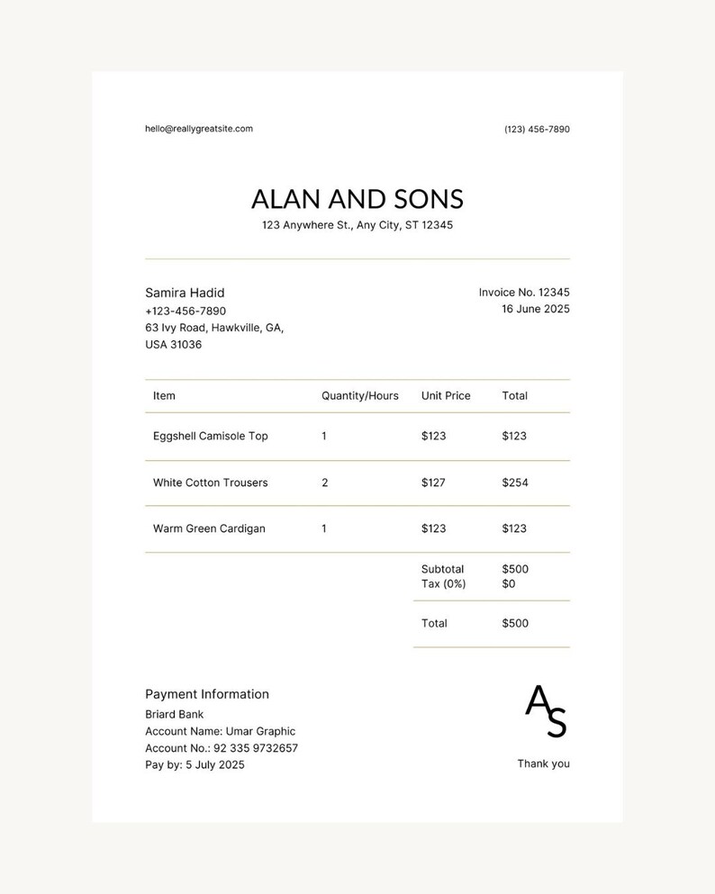 Premium Invoice Template for Businesses | X5 Editable Invoice Template ...
