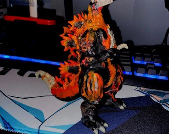 Figura personalizada de Godzilla de Meltdown: pintada a mano, inspirada en Godzilla vs. Destroyah