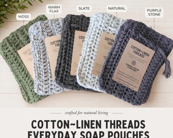 Everyday Soap Pouch ~ Crocheted Cotton-Linen Soap Saver