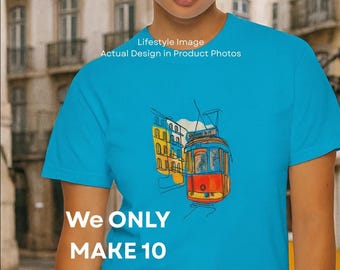 Limited Edition Lissabon Tram T-Shirt, Portugal Reise Souvenir