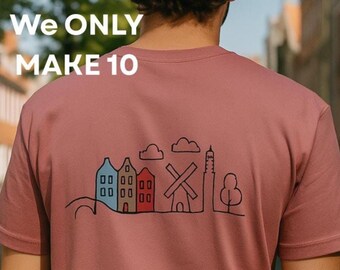 Amsterdam T-Shirt, Windmühle und Kanal Kunst, Holland Reise Souvenir Geschenk
