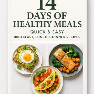 14 Days of Healthy Meals Book - Meal Plan with 42 Easy Recipes for Breakfast, Lunch, and Dinner - Healthy Eating Digital Guide, easy cooking