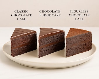 De bästa recepten för tre chokladkakor | Enkel chokladkaka | Fudge-, klassisk och mjölfri kaka | Utskrivbar receptbok för desserter