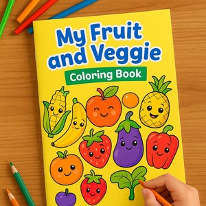 Fruits and Vegetables Coloring Book for Kids – 30 Printable Pages, Educational Fun PDF, Smiling Produce, Instant Download