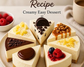 BEST RECIPE for No-Bake Cheesecake – Creamy Easy Dessert with 6 Flavor Variations (Instant Download)