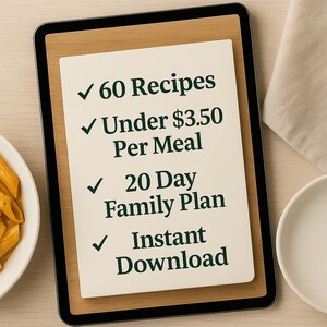 20-Day Family Budget Meal Plan eBook: 60 Easy Recipes undrer 3.5 usd, Easy recipes, Simple recipes, The best recipes,  Budget friendly