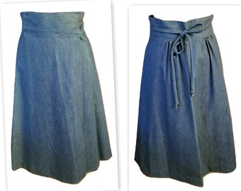 Flame Tree Wrap Skirt- Denim