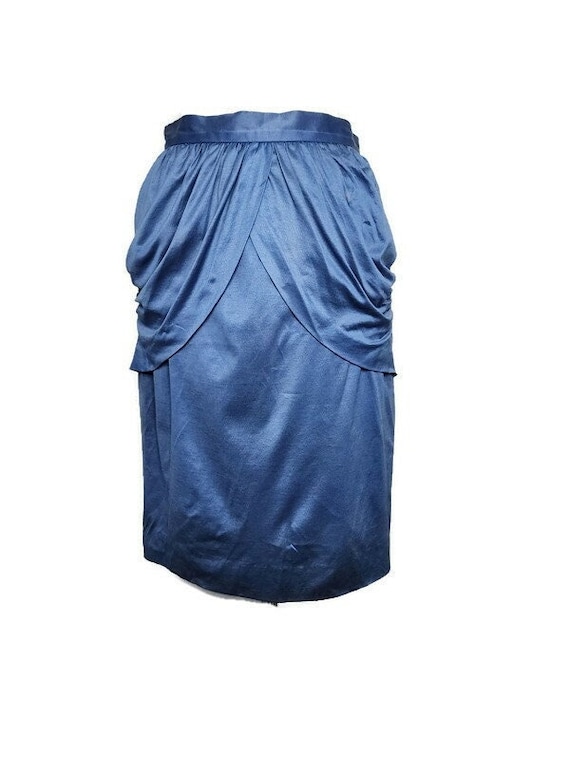 1980s Amen Wardy Blue Peplum Vintage Skirt Size 10 - image 1