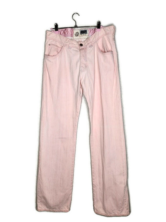 1980s Armani Wide Leg Jeans in Pink Size 31 - image 2