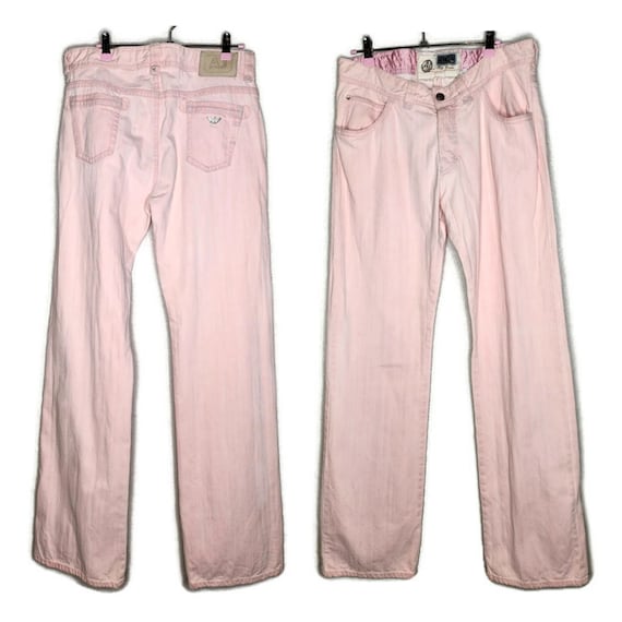 1980s Armani Wide Leg Jeans in Pink Size 31 - image 1