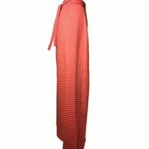 1970s Dark Orange Striped Vintage Wrap Maxi Skirt image 3