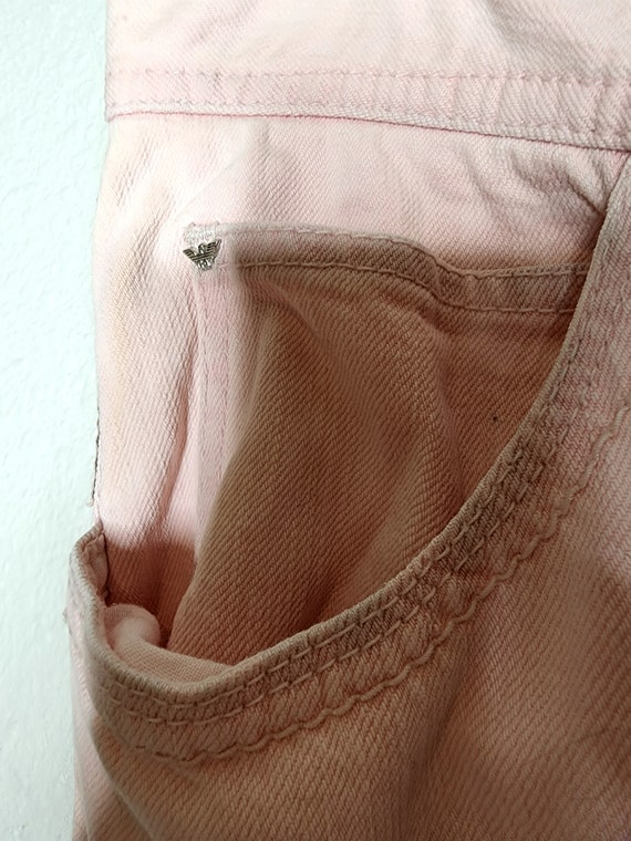 1980s Armani Wide Leg Jeans in Pink Size 31 - image 10