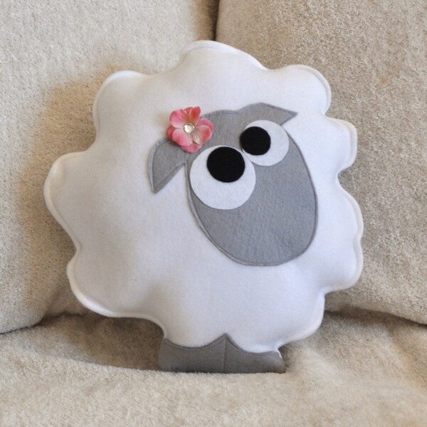 Nursery Decor Count the Sheep Plush Pillow -Gray-