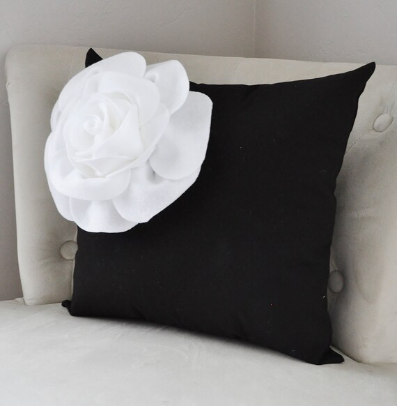 Black And White Corner Rose Pillow Cover Flower Pillow Etsy