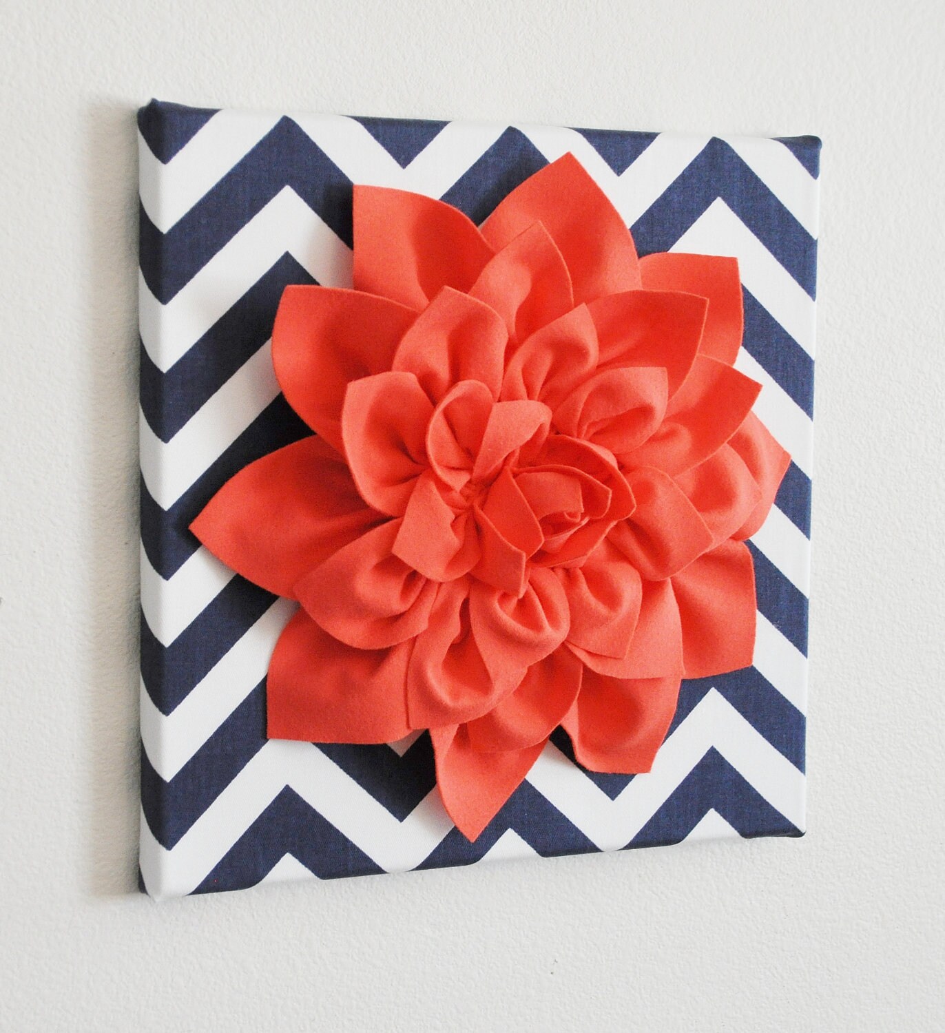 Wall Flower Art C Dahlia On Navy And White Chevron 12 - 3d Flower Wall Art Items Wall Flower Art C Dahlia On Navy And White Chevron 12 - 3d Flower Wall Art Items
