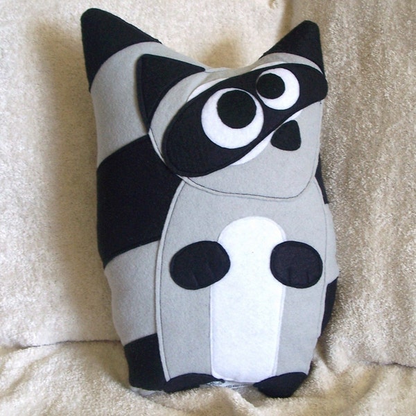 Bandit the Raccoon Plush Pillow Wool Felt